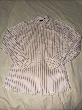 Valentino White Shirt with Pink Stripes - Classic Dress Shirt size 40 15 3/4